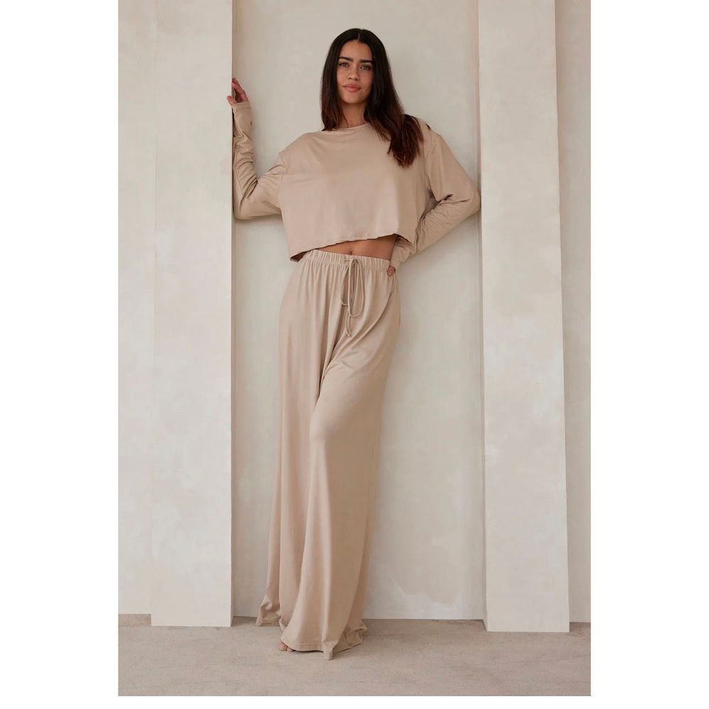 Elegant Beige Women's Pajama Set